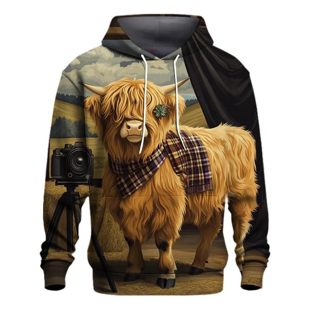 Highland Cow Vintage Camera Session embroidered hoodies