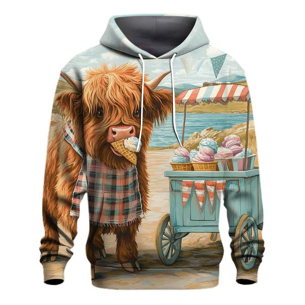 Highland Cow Ice Cream Cart embroidered hoodies