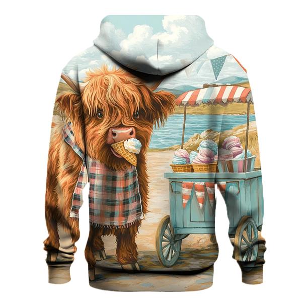 Highland Cow Ice Cream Cart embroidered hoodies