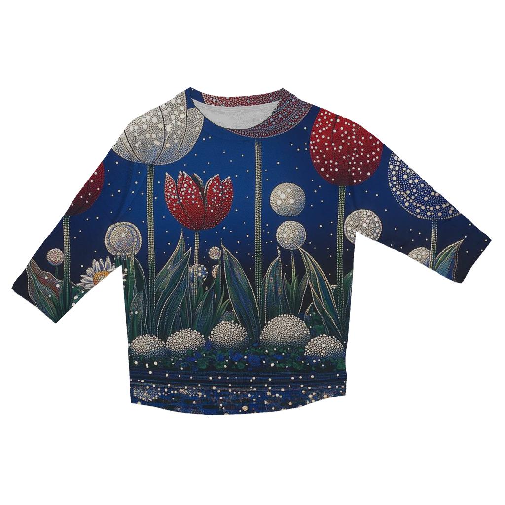 Yayoi Kusama Inspired Solar System Garden Pattern stylish quarter sleeve tops