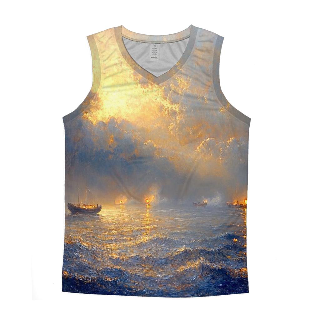 J M W Turner Inspired Storm Over Ocean Lanterns sports performance tank tops