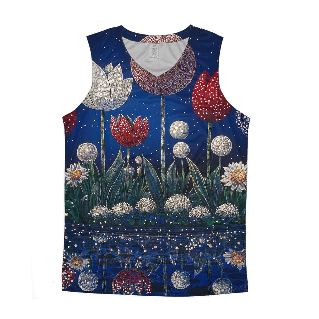 Yayoi Kusama Inspired Solar System Garden Pattern casual summer tank tops