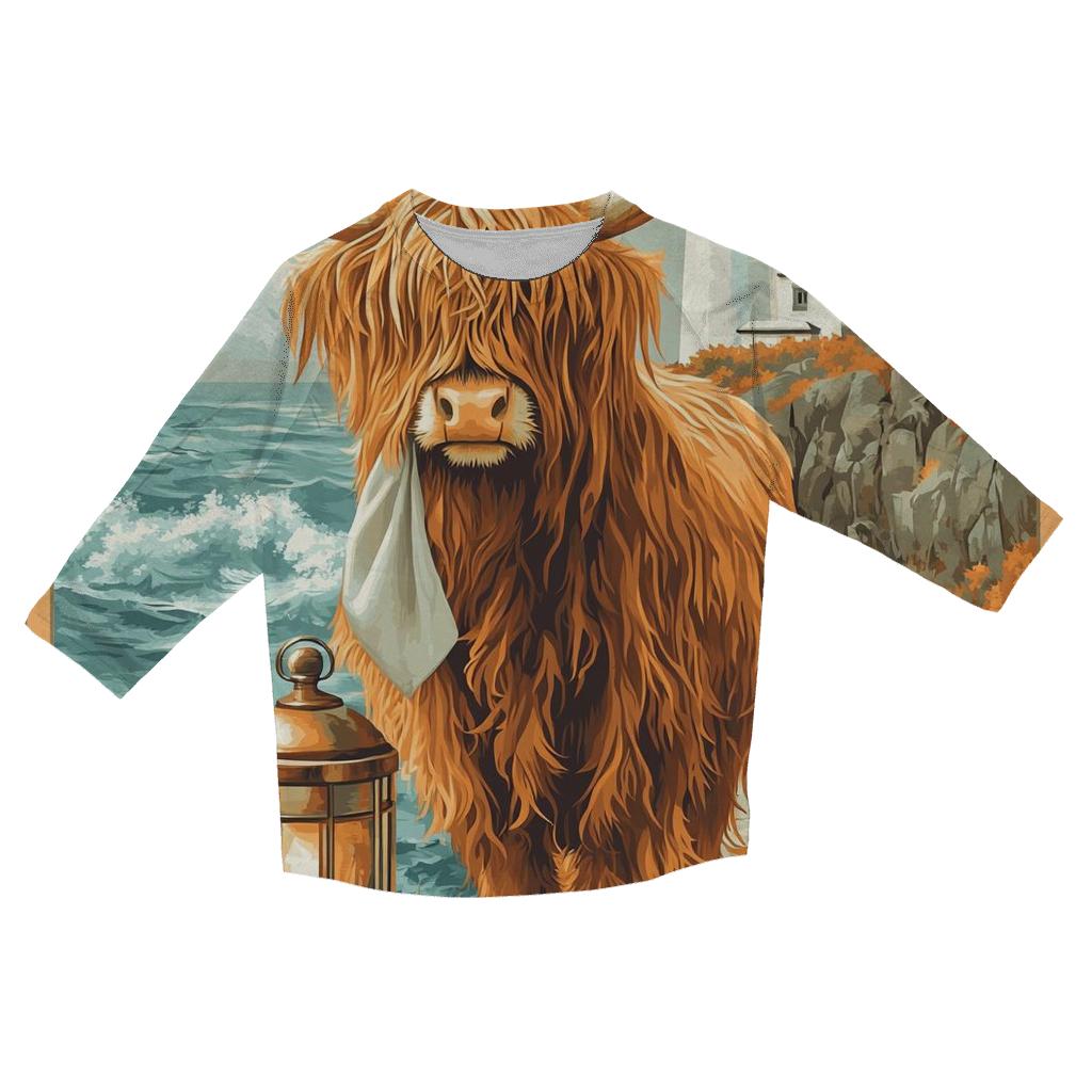 Highland Cow Lighthouse Keeper cotton quarter sleeve shirts