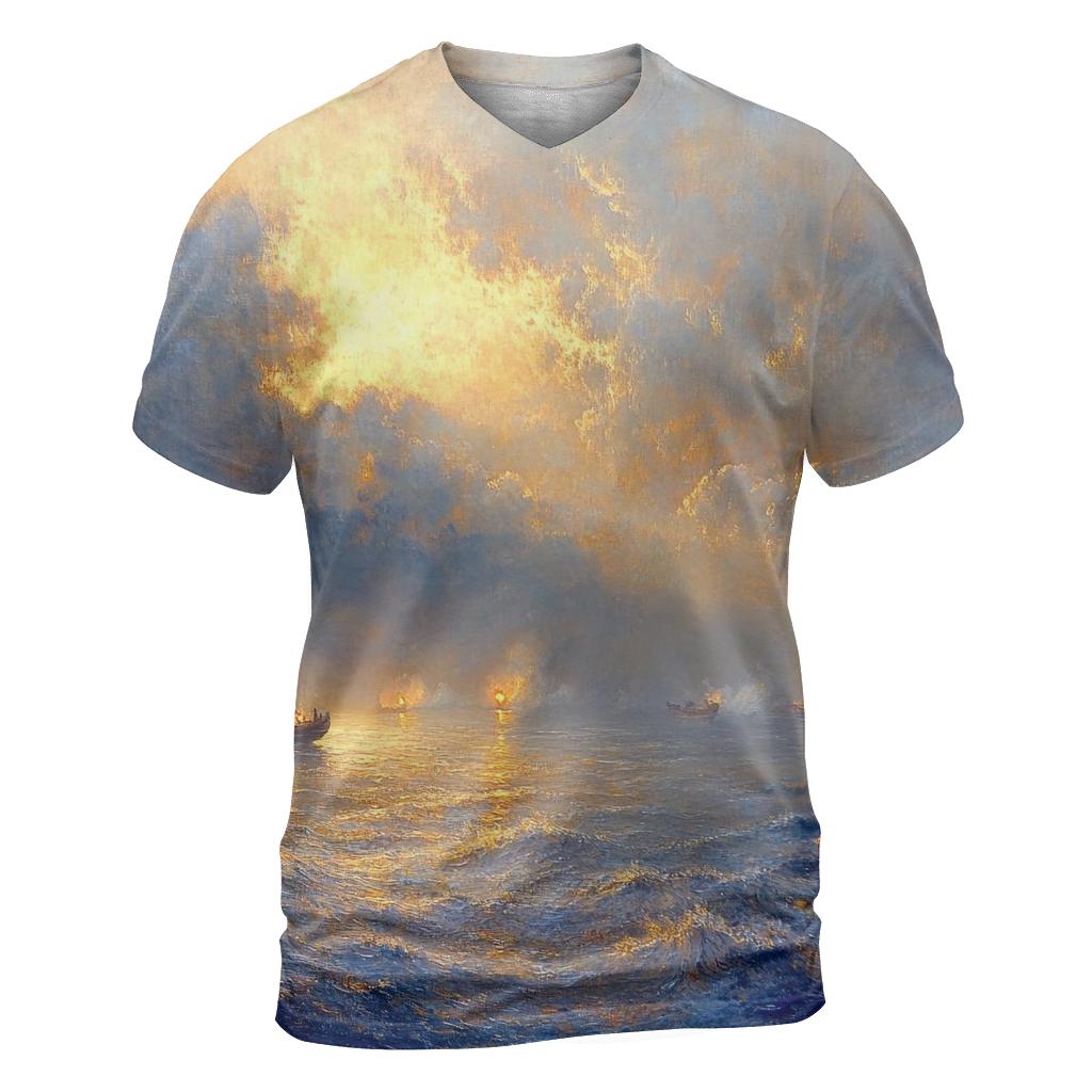 J M W Turner Inspired Storm Over Ocean Lanterns designer pattern shirts