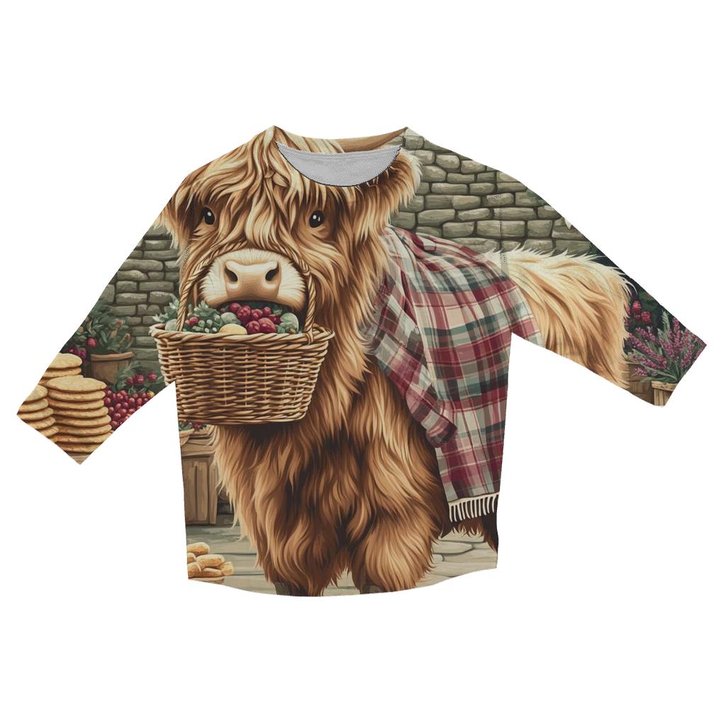 Market Day With Highland Cow Charm stylish quarter sleeve tops