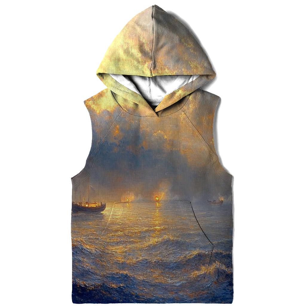 J M W Turner Inspired Storm Over Ocean Lanterns printed hoodies