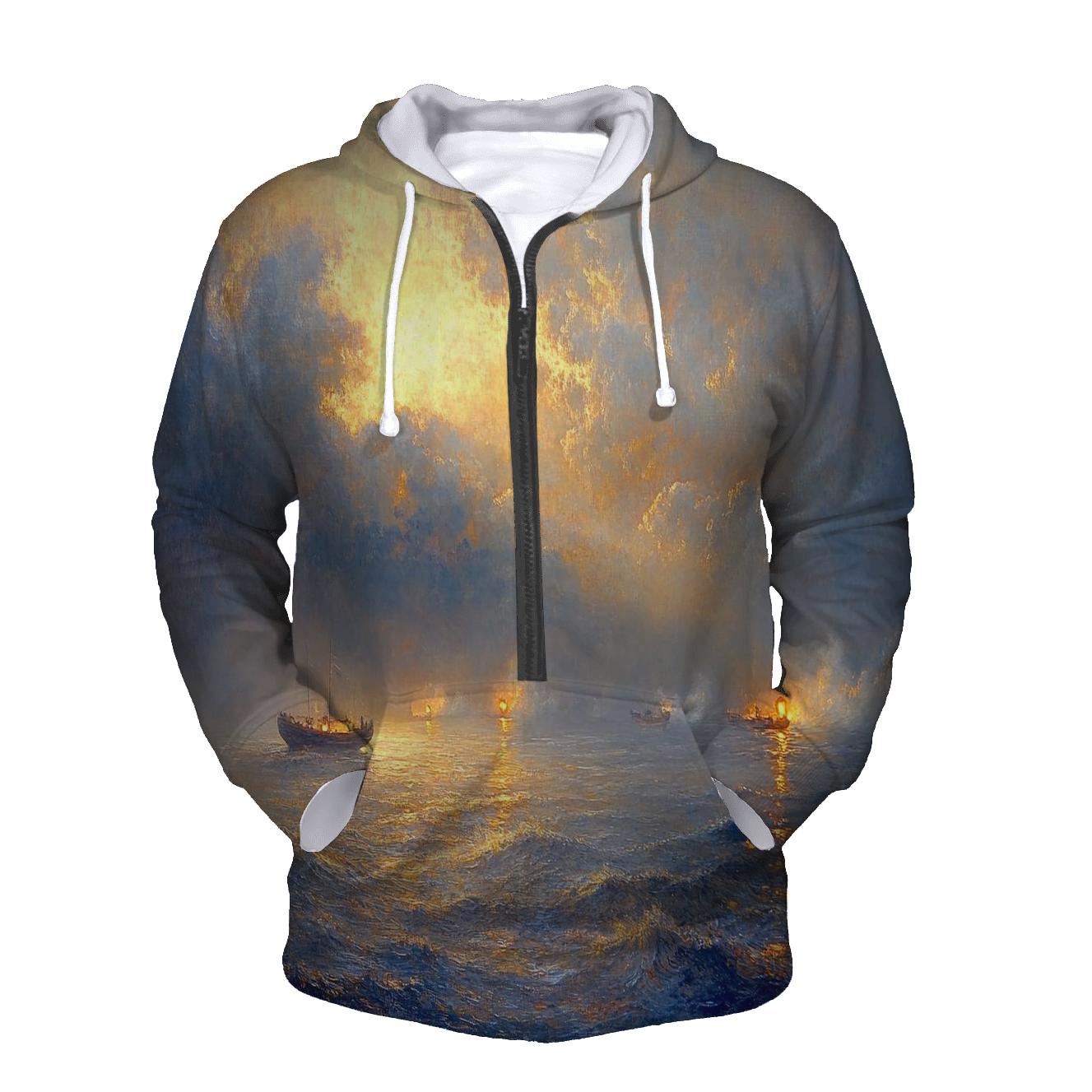 J M W Turner Inspired Storm Over Ocean Lanterns custom hoodies