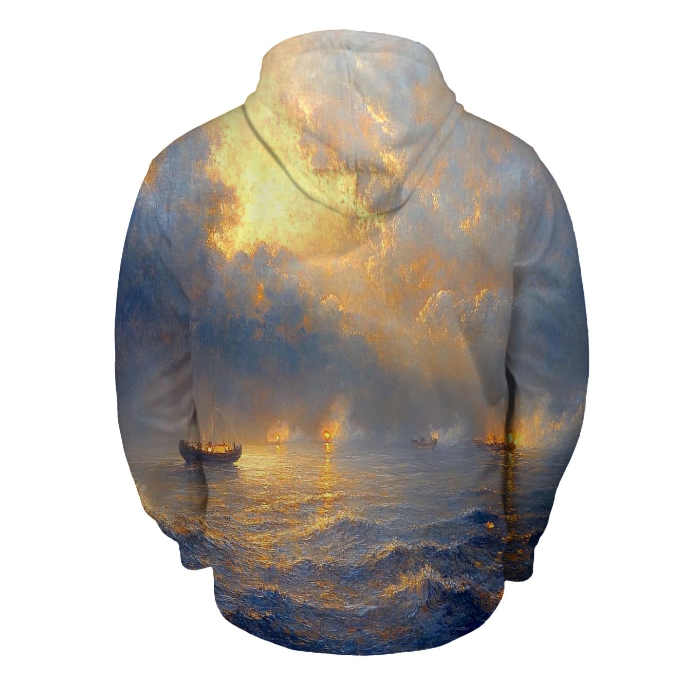 J M W Turner Inspired Storm Over Ocean Lanterns custom hoodies