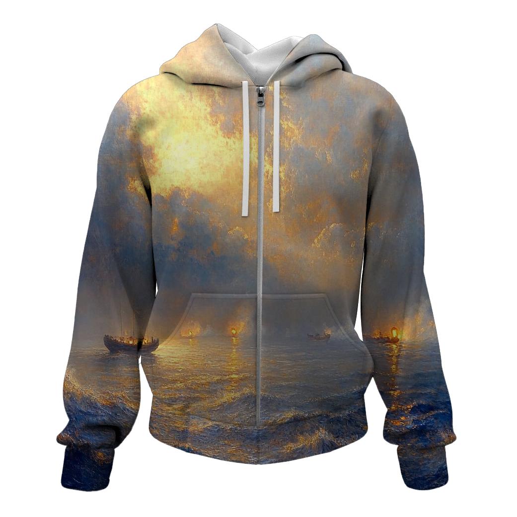 J M W Turner Inspired Storm Over Ocean Lanterns hoodies fashion