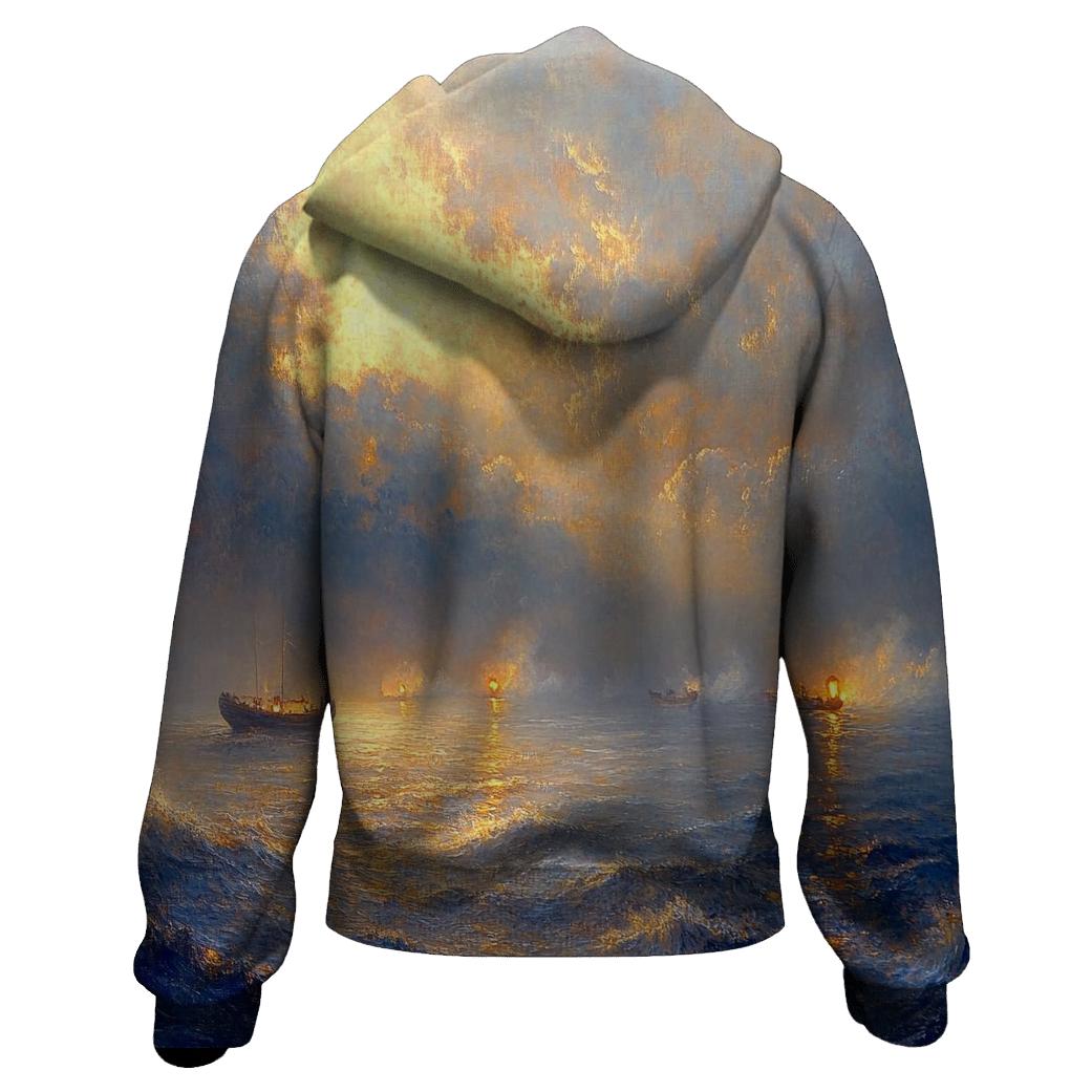 J M W Turner Inspired Storm Over Ocean Lanterns hoodies fashion