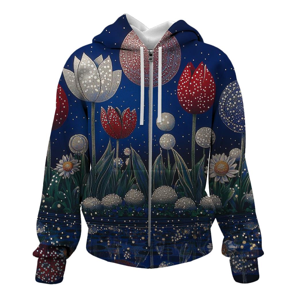 Yayoi Kusama Inspired Solar System Garden Pattern printed hoodies