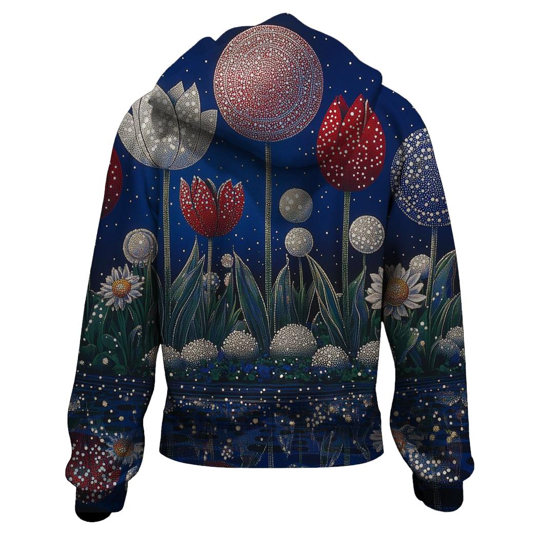 Yayoi Kusama Inspired Solar System Garden Pattern printed hoodies
