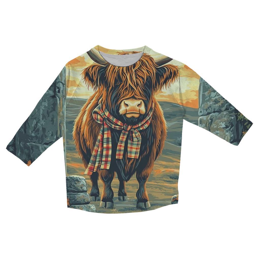 Stone Circle Highland Cow Sentinel fashion 3/4 sleeve shirts