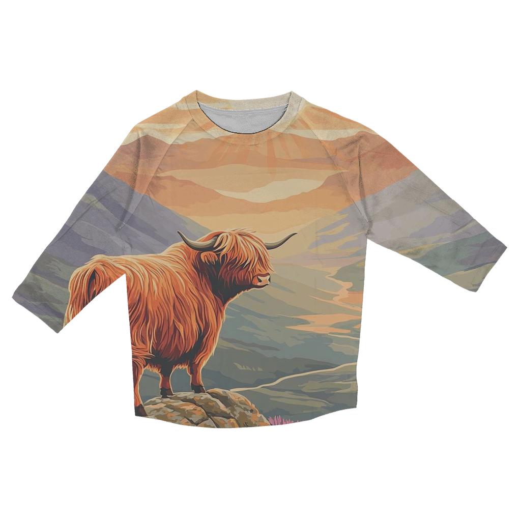 Highland Cow Sunrise On The Ridge personalized 3/4 sleeve tees