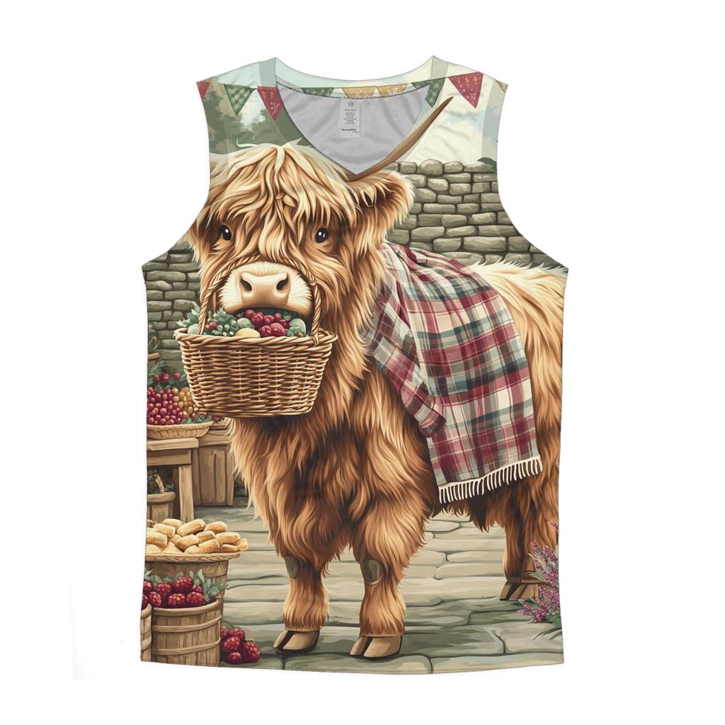 Market Day With Highland Cow Charm graphic print tank tops