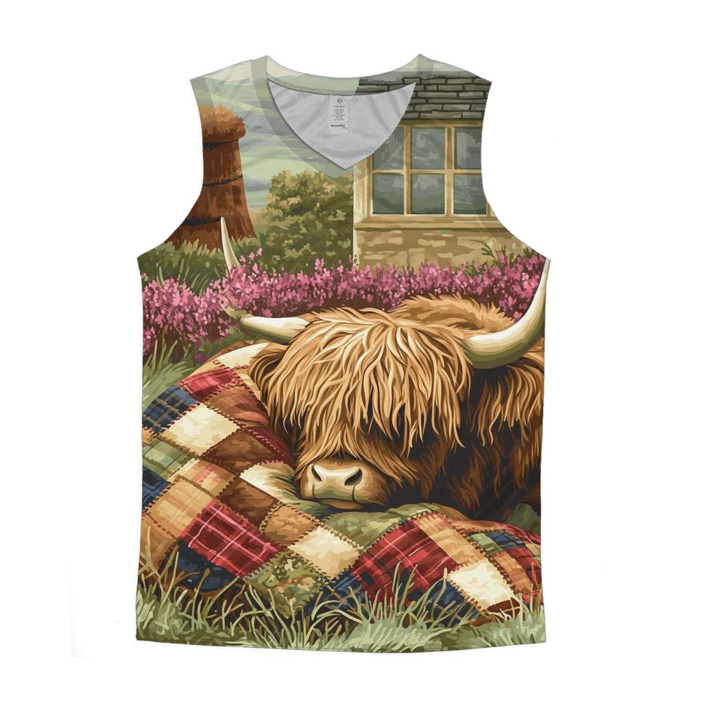Tartan Quilt Highland Cow Companion stylish racerback tanks