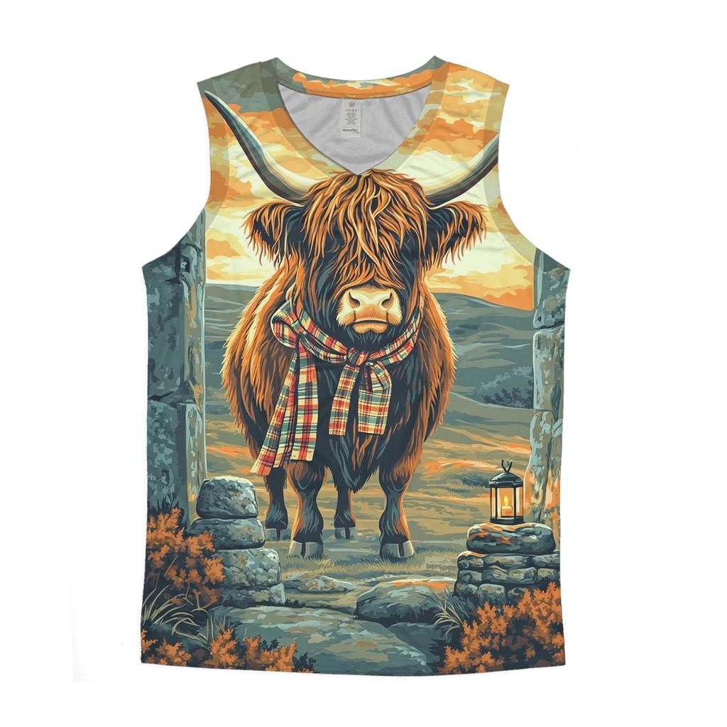 Stone Circle Highland Cow Sentinel trendy fitted tank tops