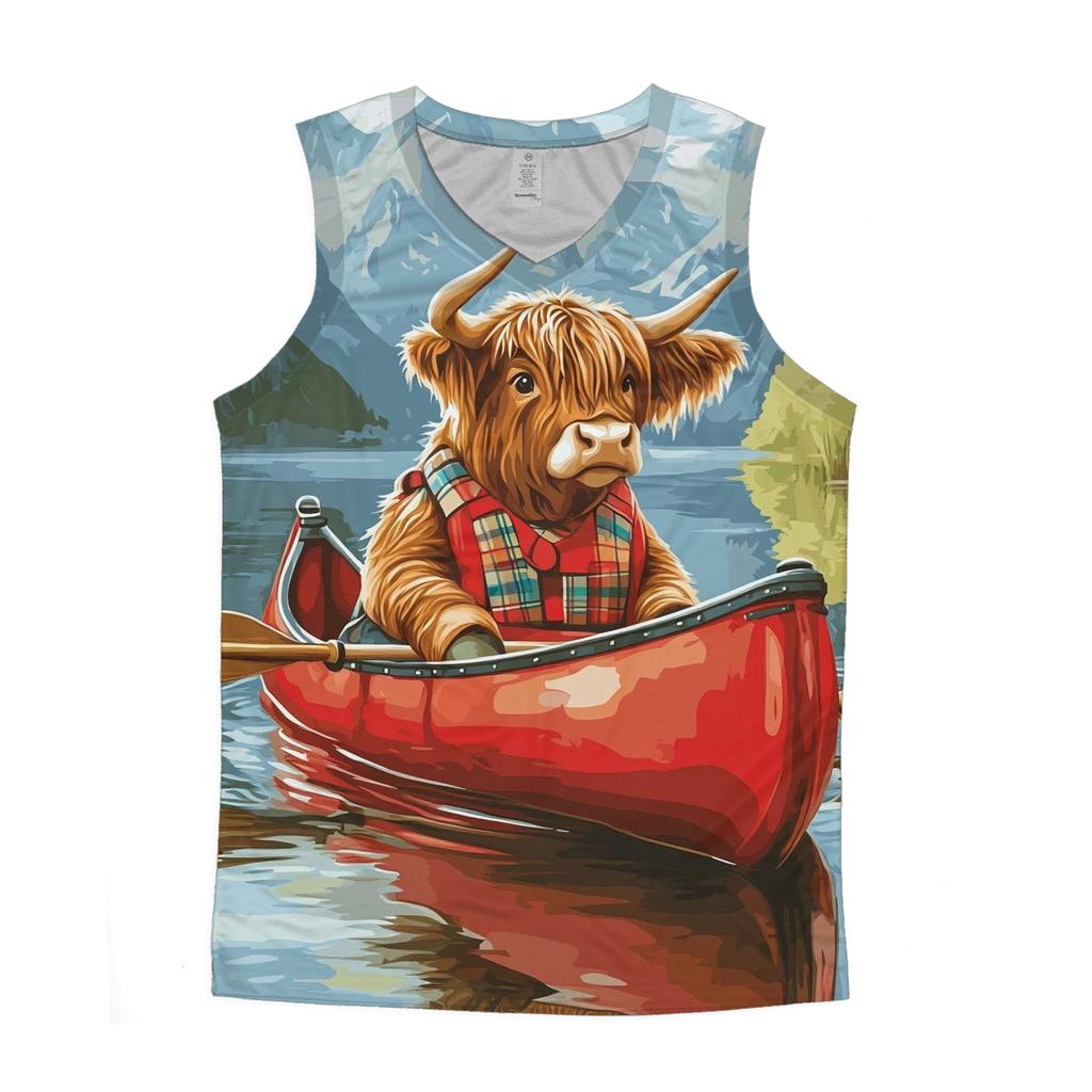 Highland Cow Canoe On The Quiet Loch trendy fitted tank tops