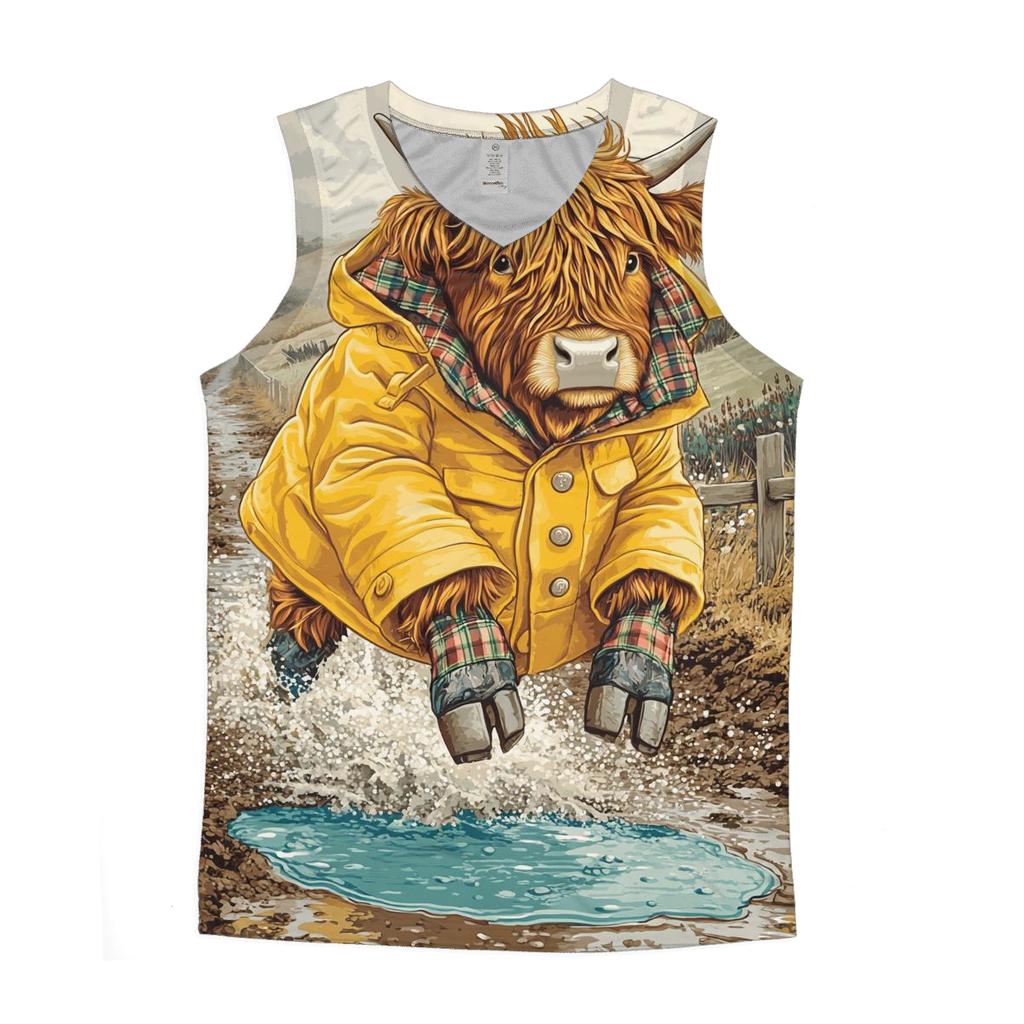 Highland Cow Raincoat And Puddle Jumps stylish racerback tanks