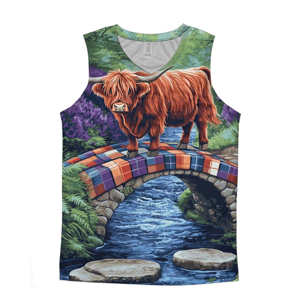 Highland Cow On The Tartan Bridge custom tank tops