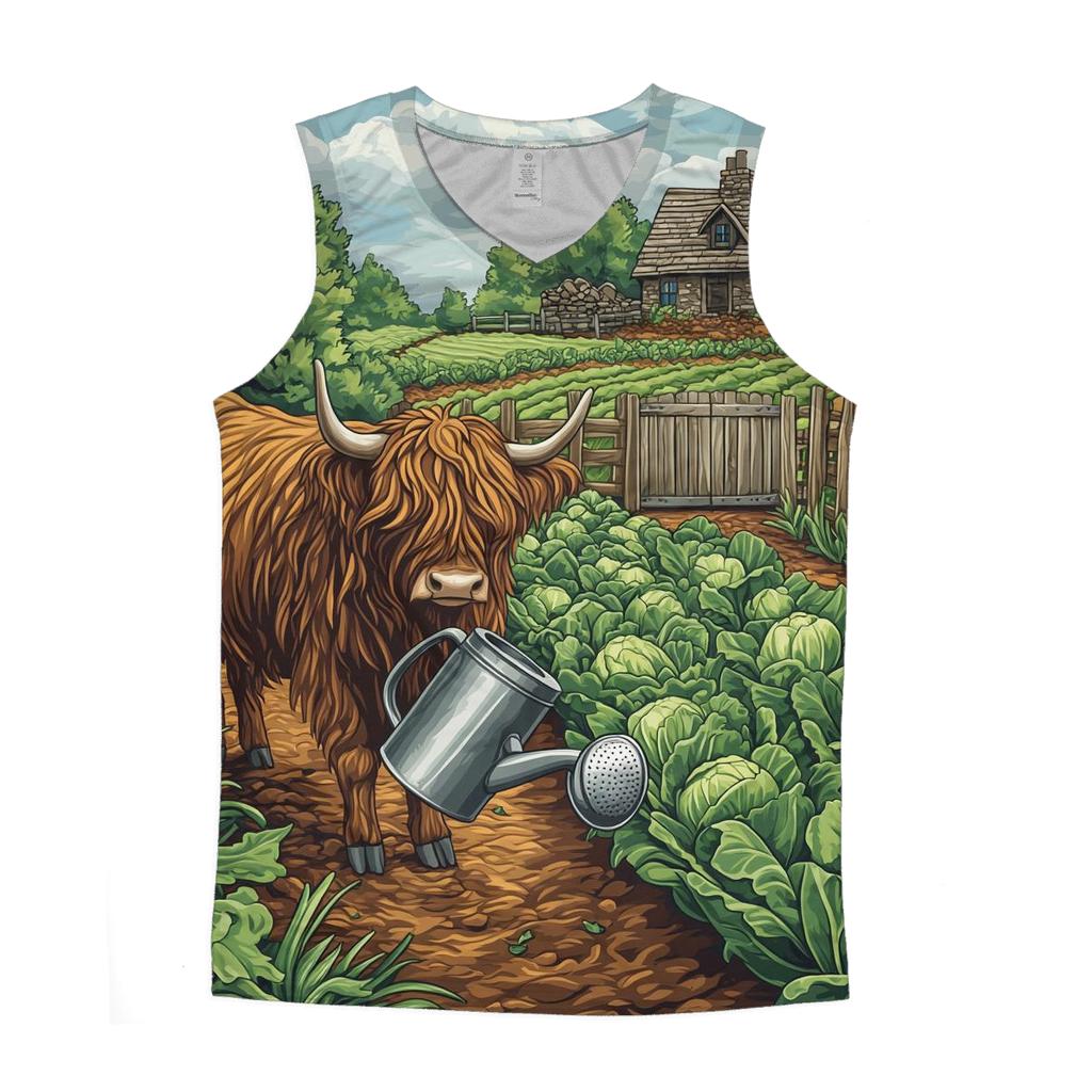 Highland Cow Gardener In The Croft Plot custom tank tops