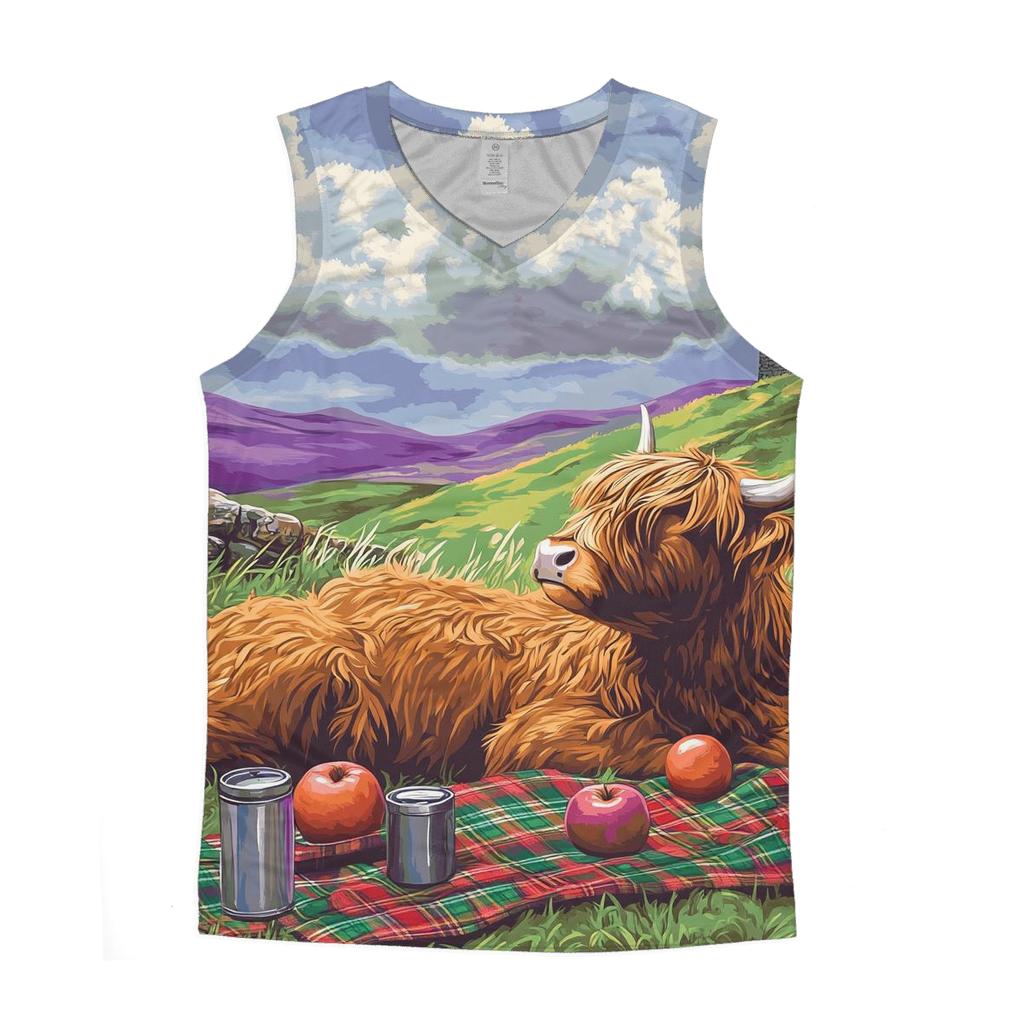Highland Cow Cloud Watching Picnic stylish racerback tanks