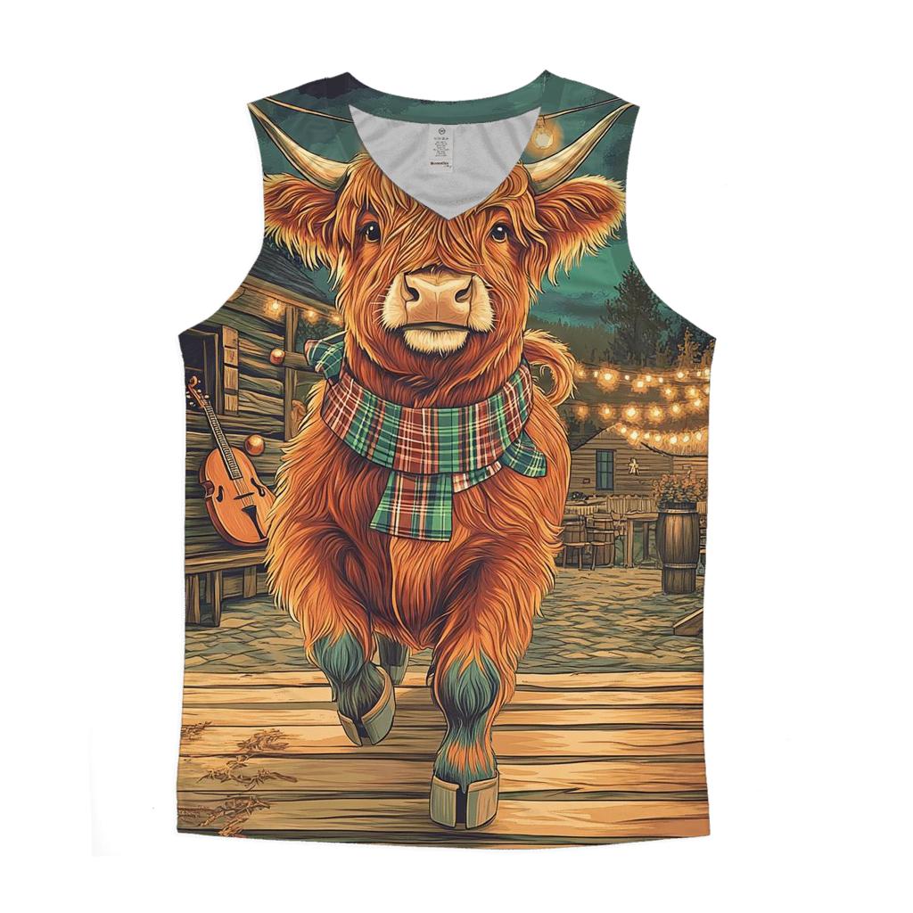 Ceilidh Dance Highland Cow trendy fitted tank tops