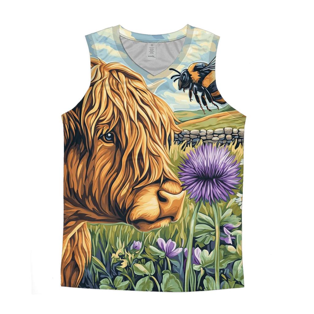 Highland Cow Bee Friend Meadow trendy fitted tank tops