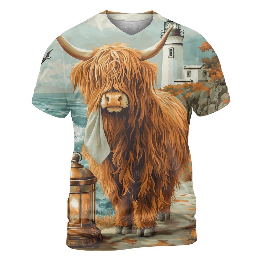 Highland Cow Lighthouse Keeper custom all-over print shirts