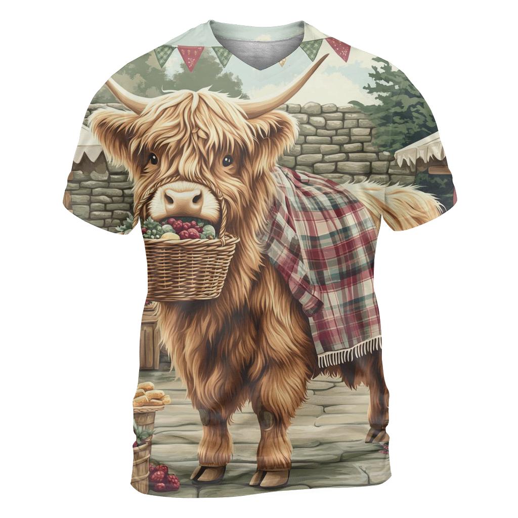 Market Day With Highland Cow Charm creative print fashion shirts