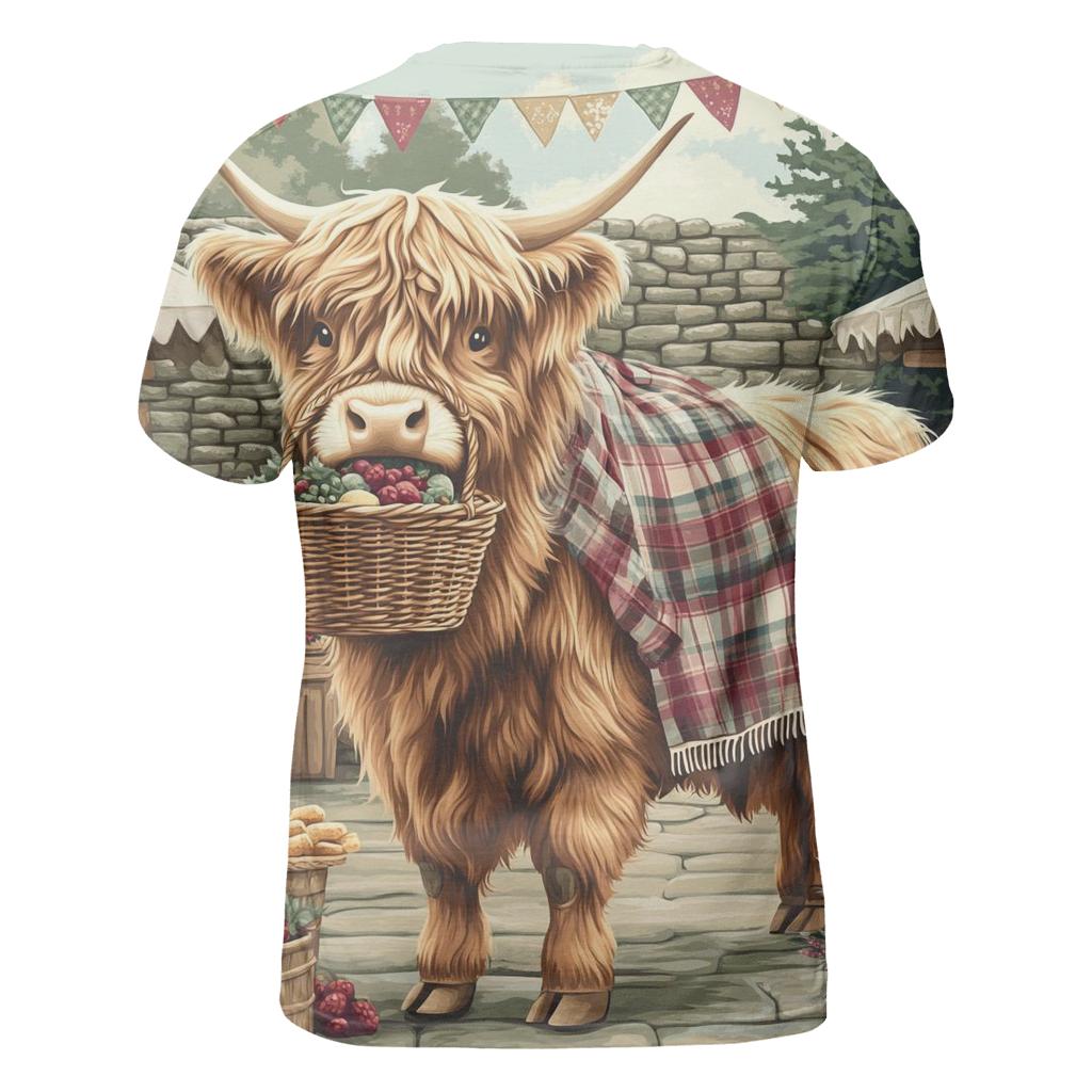 Market Day With Highland Cow Charm creative print fashion shirts