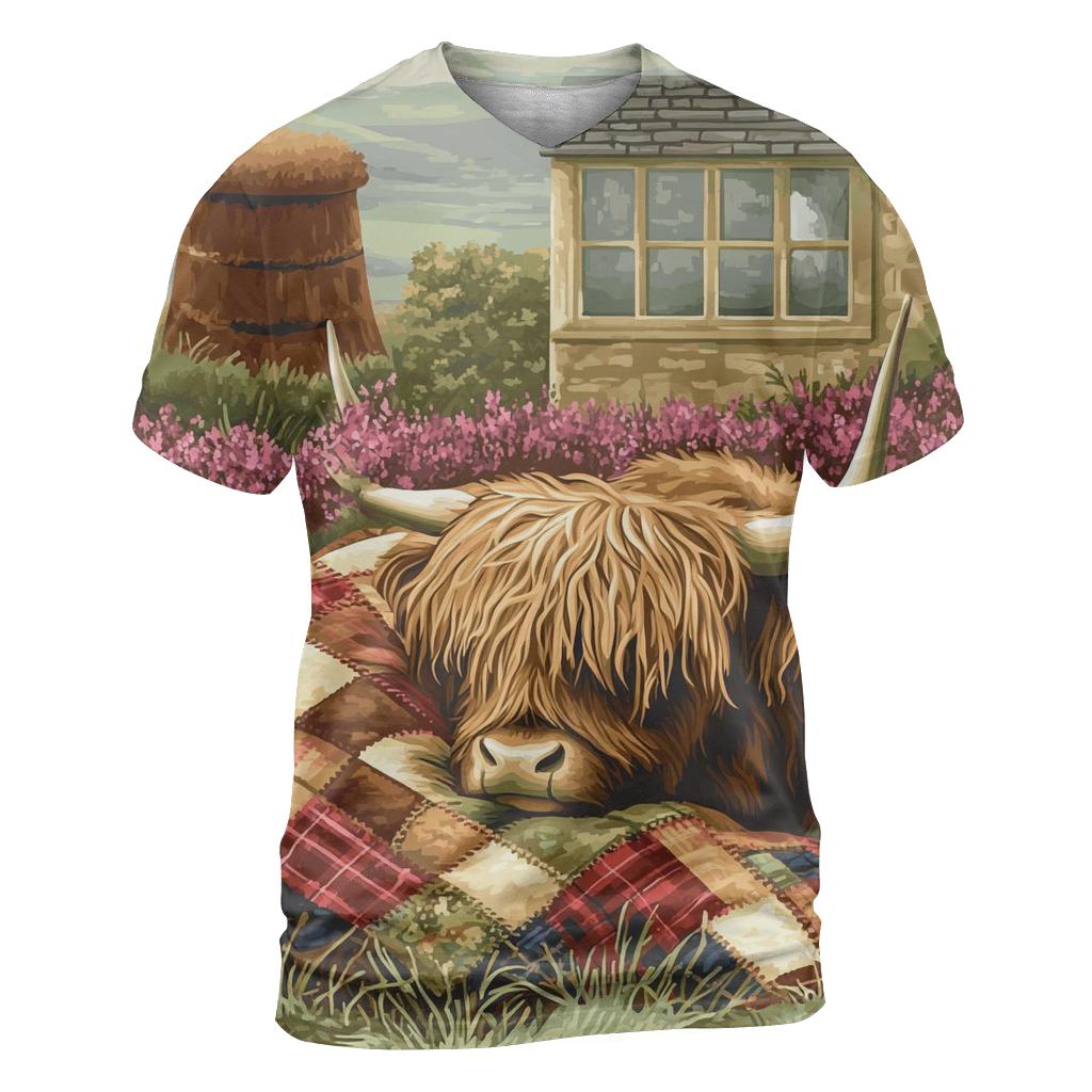 Tartan Quilt Highland Cow Companion unique graphic print tees