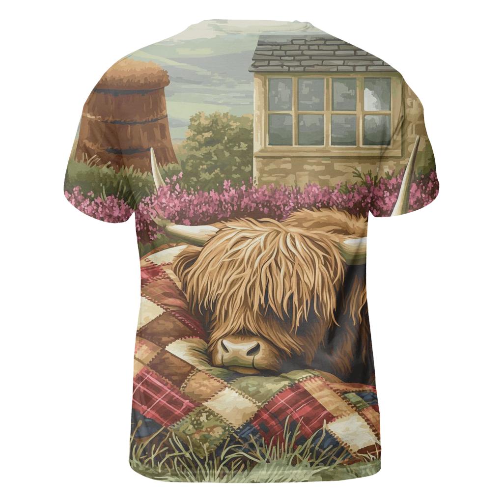 Tartan Quilt Highland Cow Companion unique graphic print tees