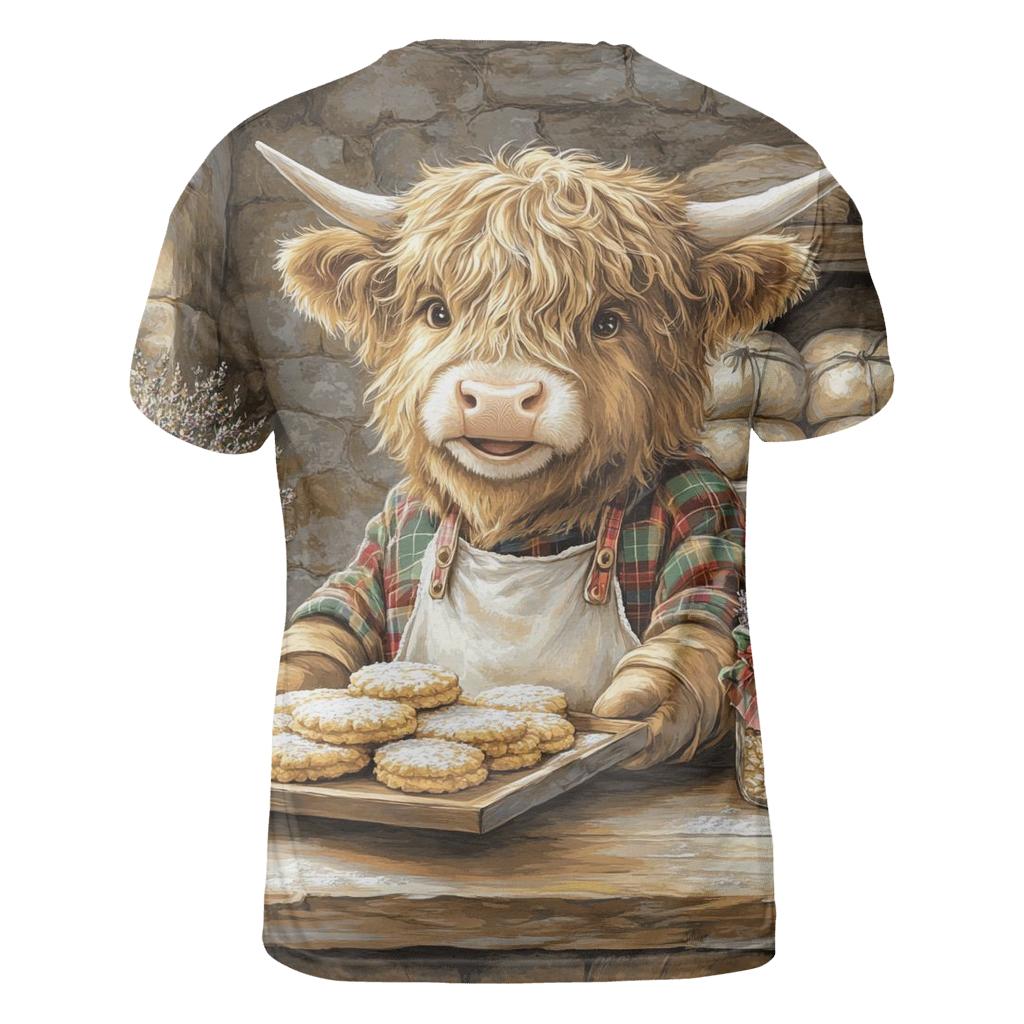 Highland Cow Baker At The Oatcake Stall statement graphic shirts