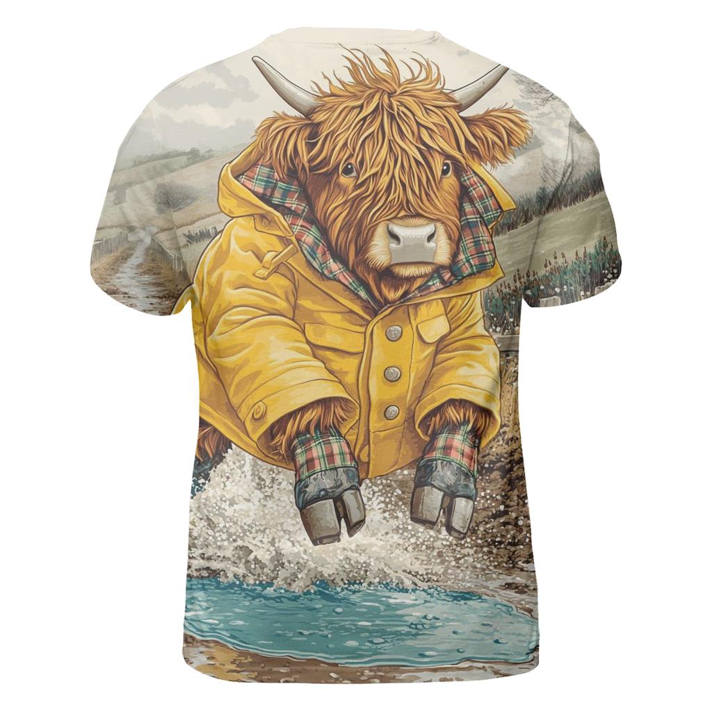 Highland Cow Raincoat And Puddle Jumps artistic all-over print tops