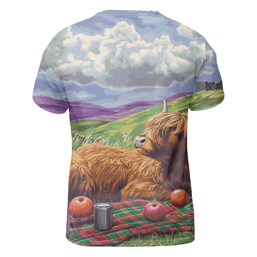 Highland Cow Cloud Watching Picnic trendy printed shirt styles