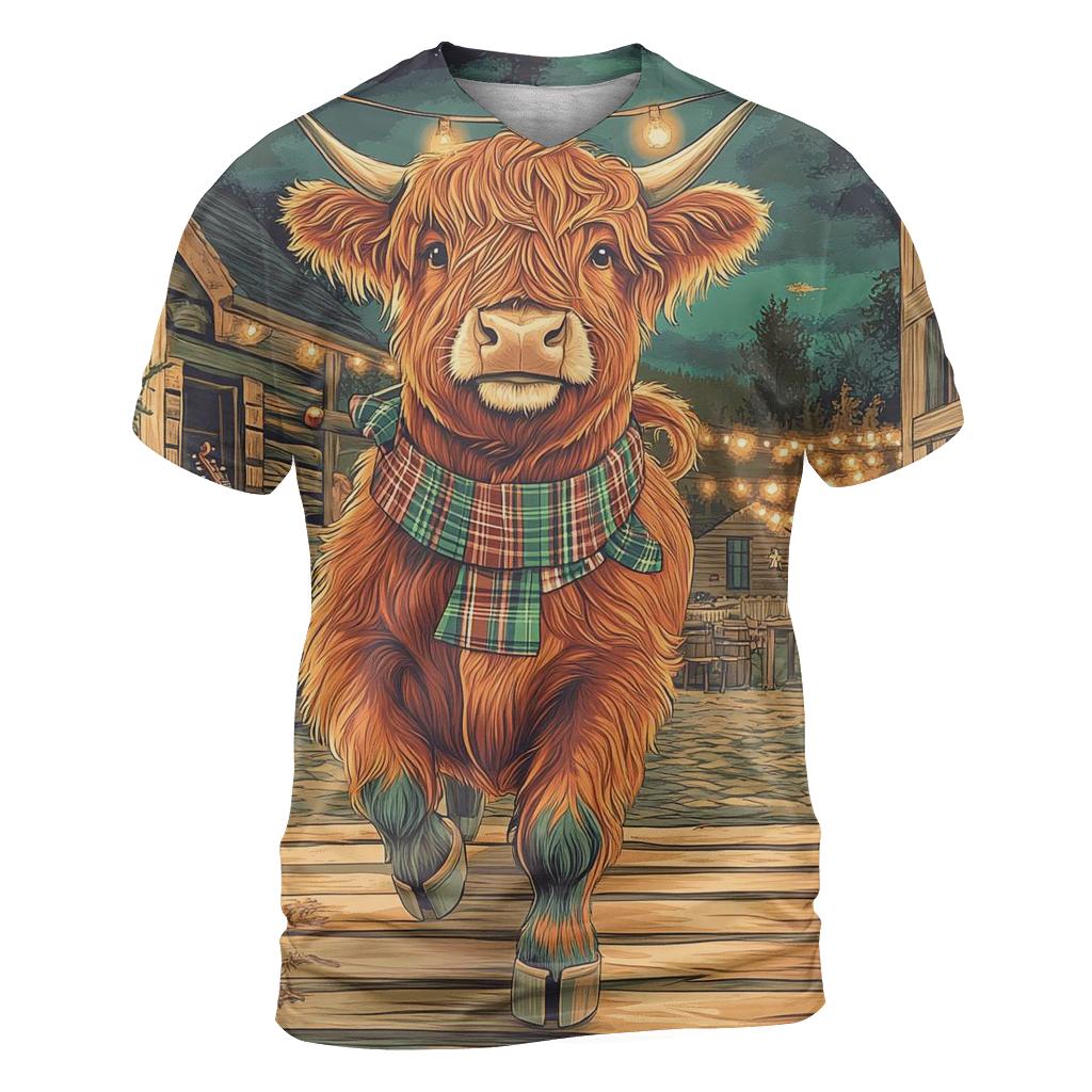 Ceilidh Dance Highland Cow creative print fashion shirts