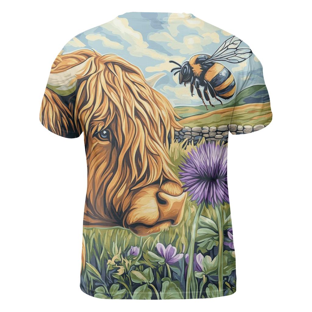 Highland Cow Bee Friend Meadow statement graphic shirts
