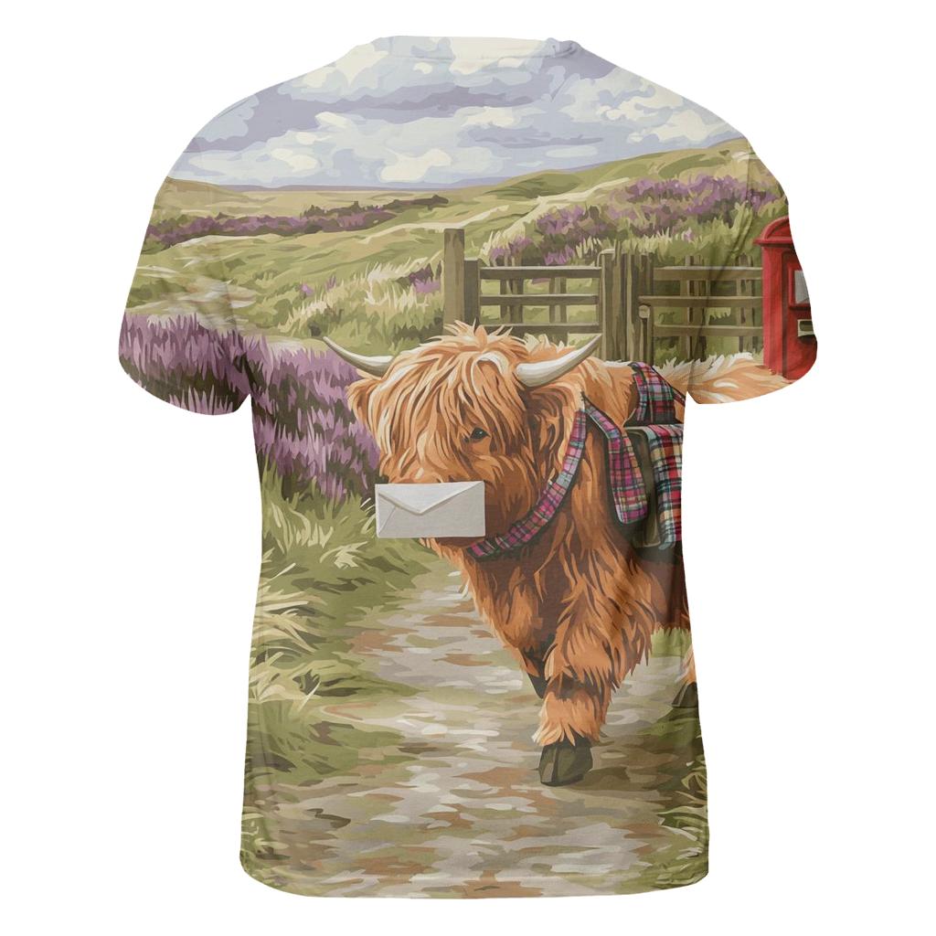 Highland Cow Mail Carrier On The Moor custom all-over print shirts