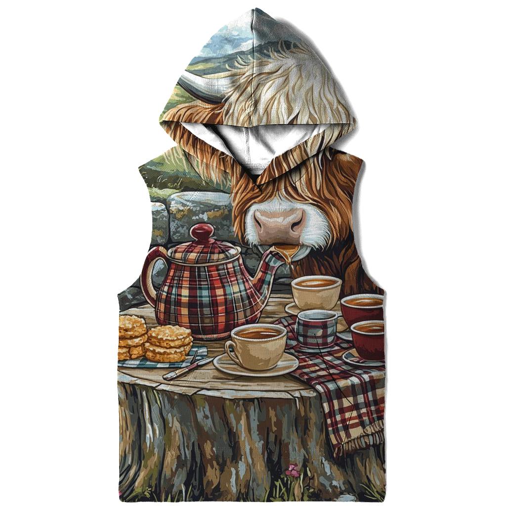 Storybook Tea Time Highland Cow heavyweight hoodies