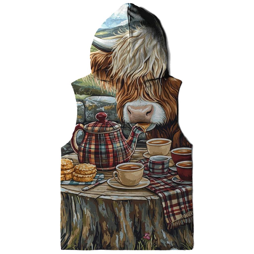 Storybook Tea Time Highland Cow heavyweight hoodies