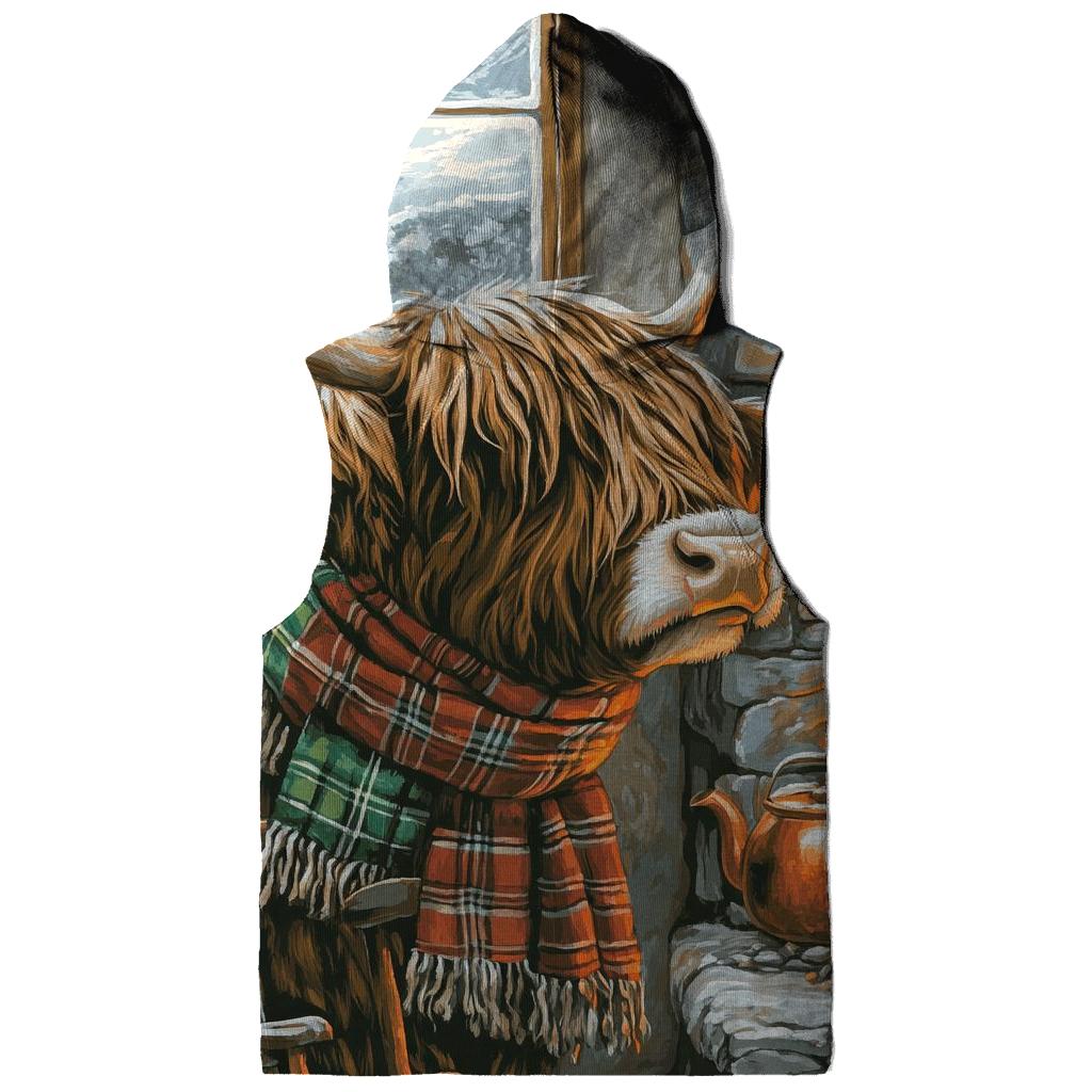 Winter Hearth Highland Cow Portrait embroidered hoodies