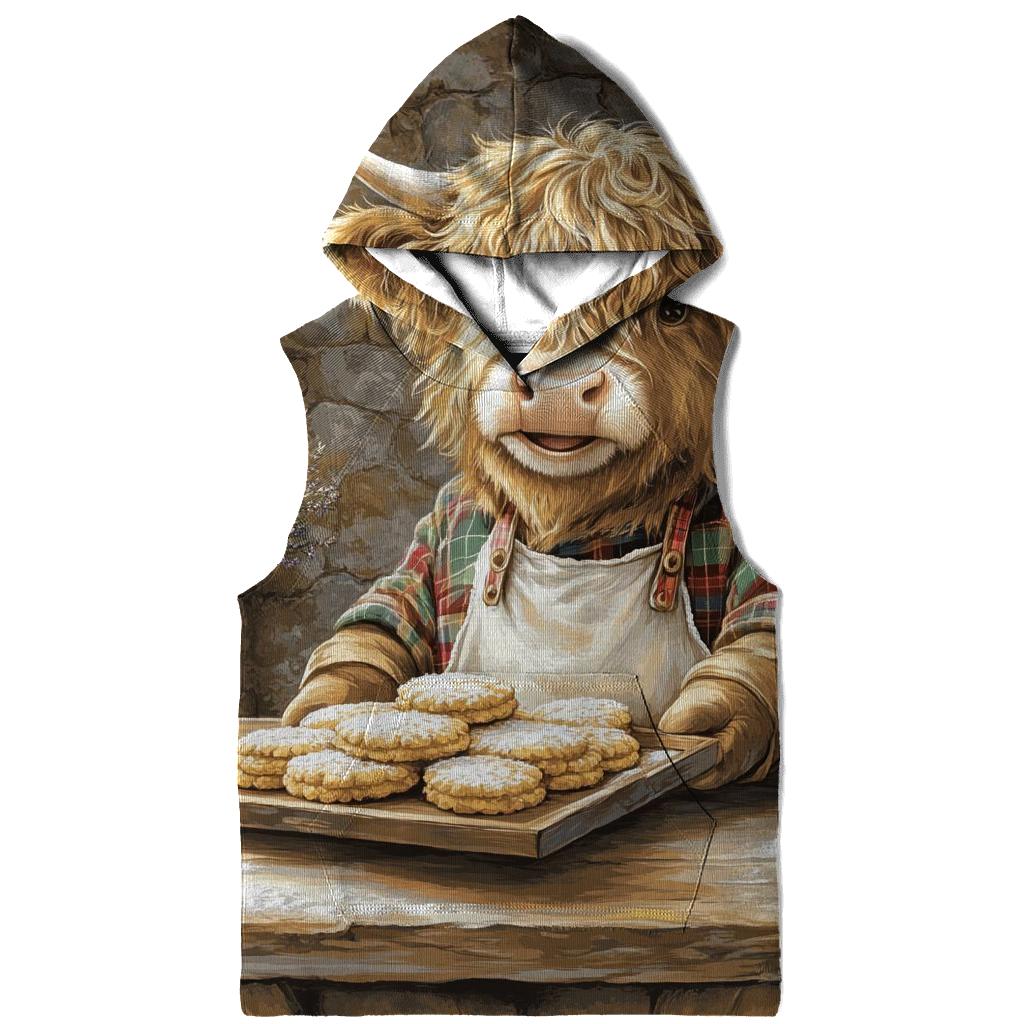 Highland Cow Baker At The Oatcake Stall heavyweight hoodies