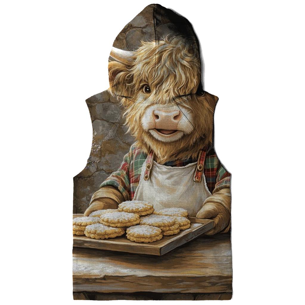Highland Cow Baker At The Oatcake Stall heavyweight hoodies