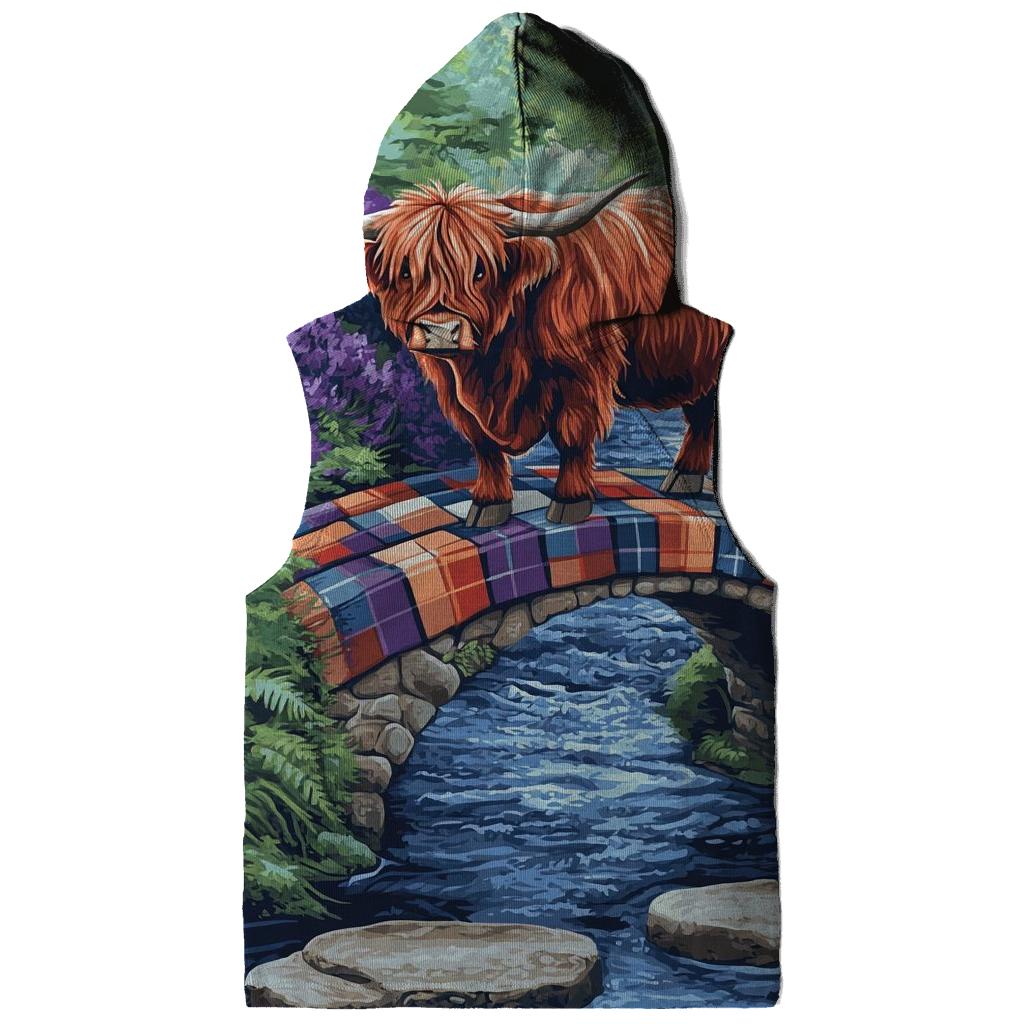 Highland Cow On The Tartan Bridge pullover hoodies