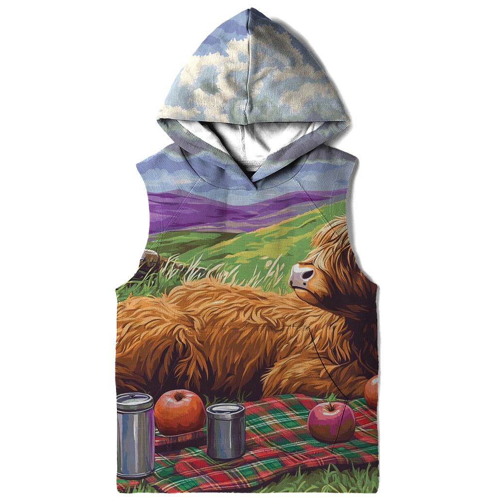 Highland Cow Cloud Watching Picnic premium hoodies