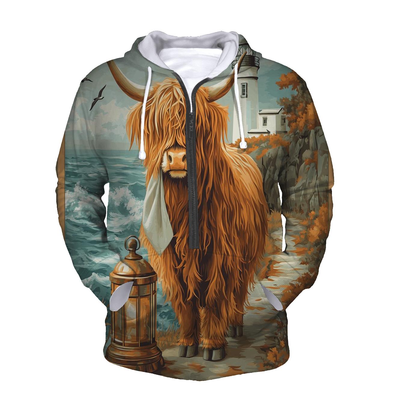 Highland Cow Lighthouse Keeper heavyweight hoodies