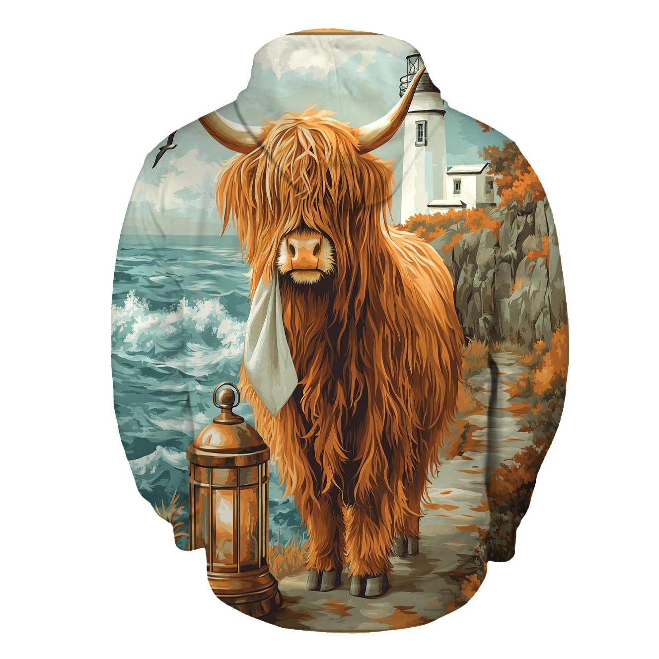 Highland Cow Lighthouse Keeper heavyweight hoodies