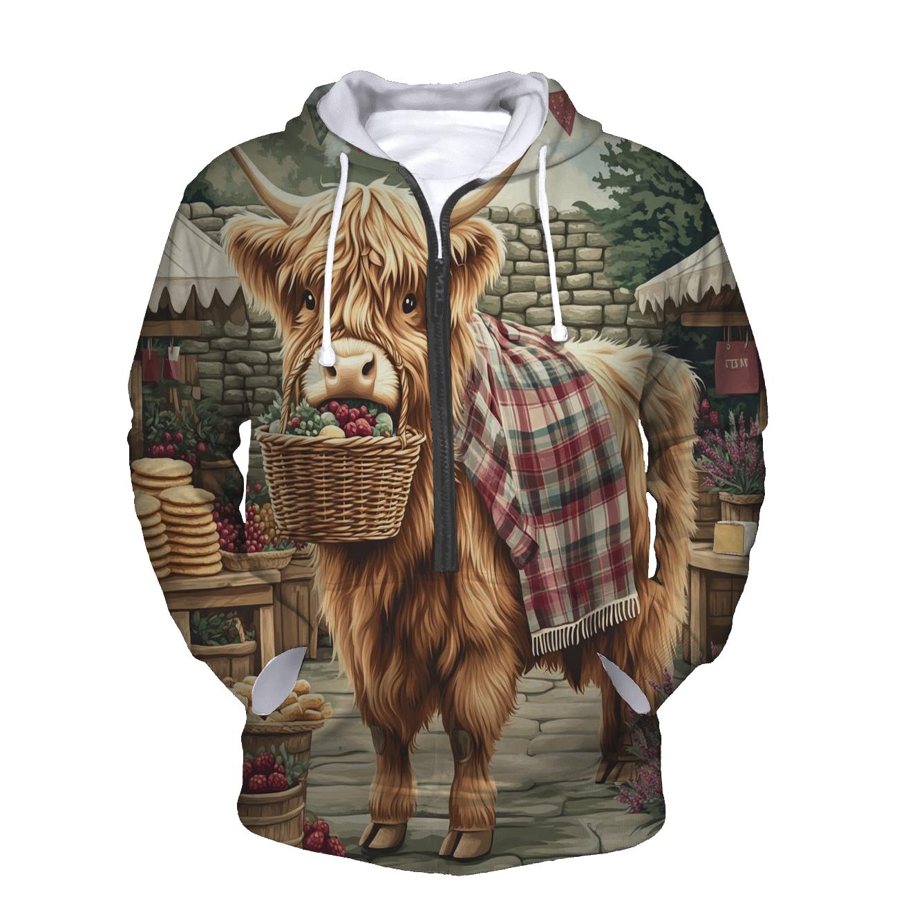 Market Day With Highland Cow Charm hoodies fashion