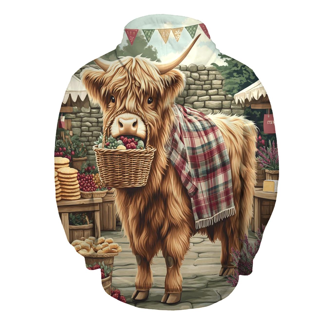 Market Day With Highland Cow Charm hoodies fashion